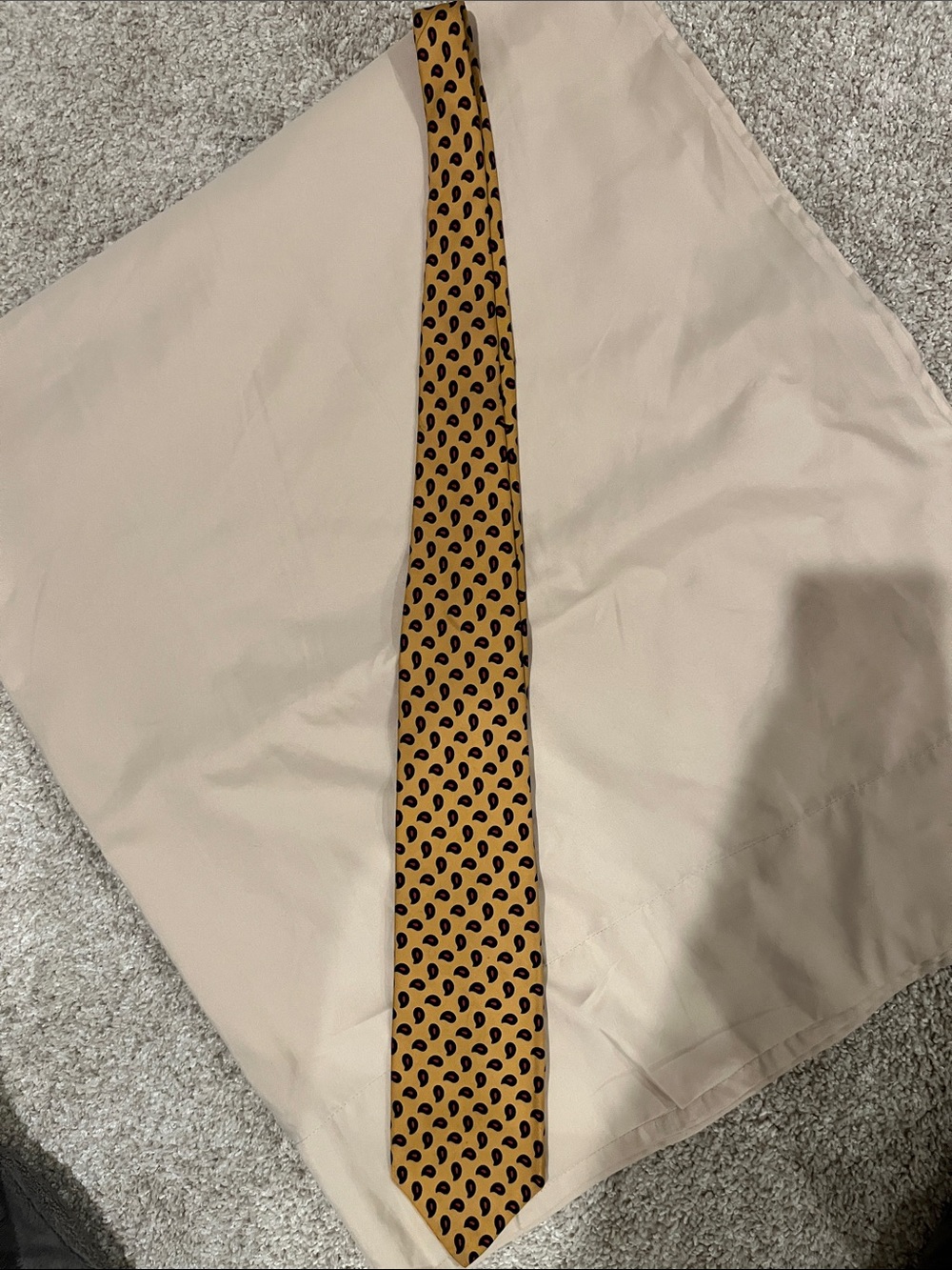 Men's Mustard Paisley Narrow Silk Tie - Unbranded
